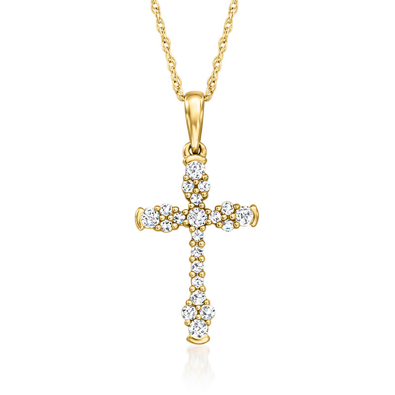 .25 ct. t.w. Diamond Cross Pendant Necklace in 14kt Yellow Gold. 18&quot; image number 1