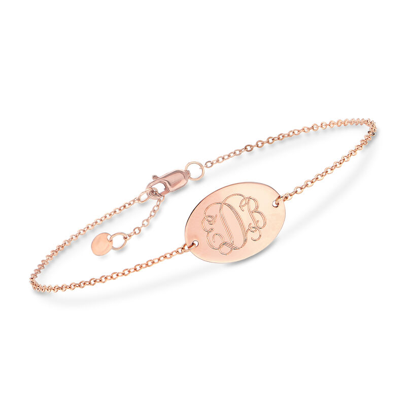 14kt Rose Gold Monogram Disc Bracelet image number 0