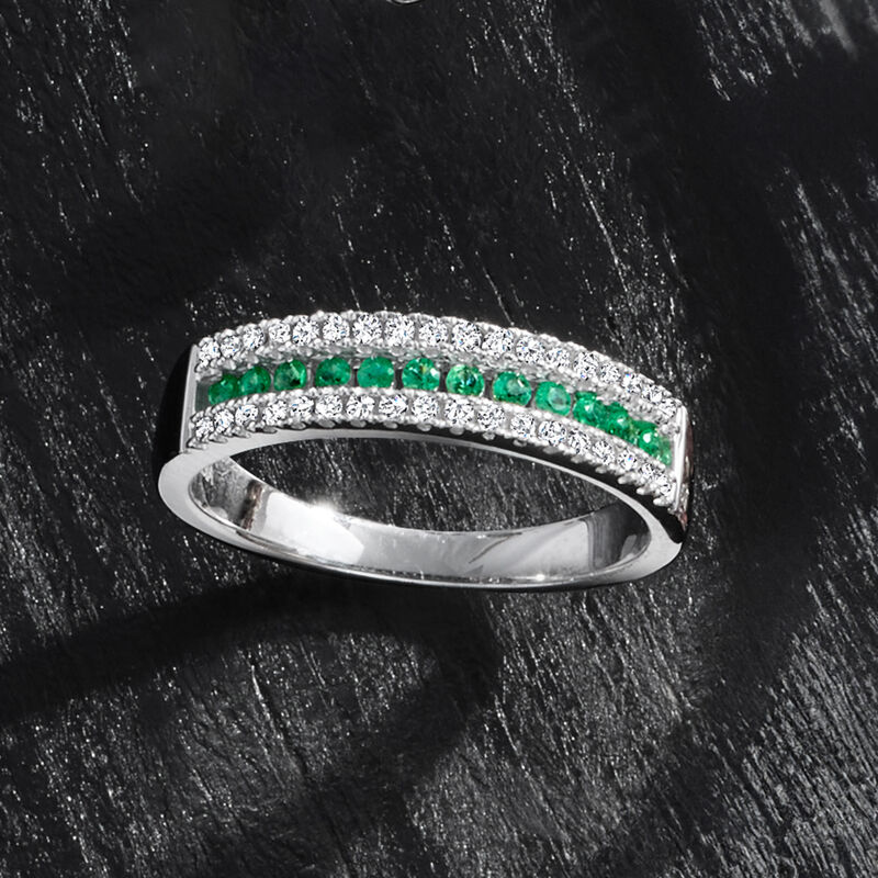 1.70 ct. t.w. Emerald and .20 ct. t.w. Diamond Ring in 14kt White Gold image number 3