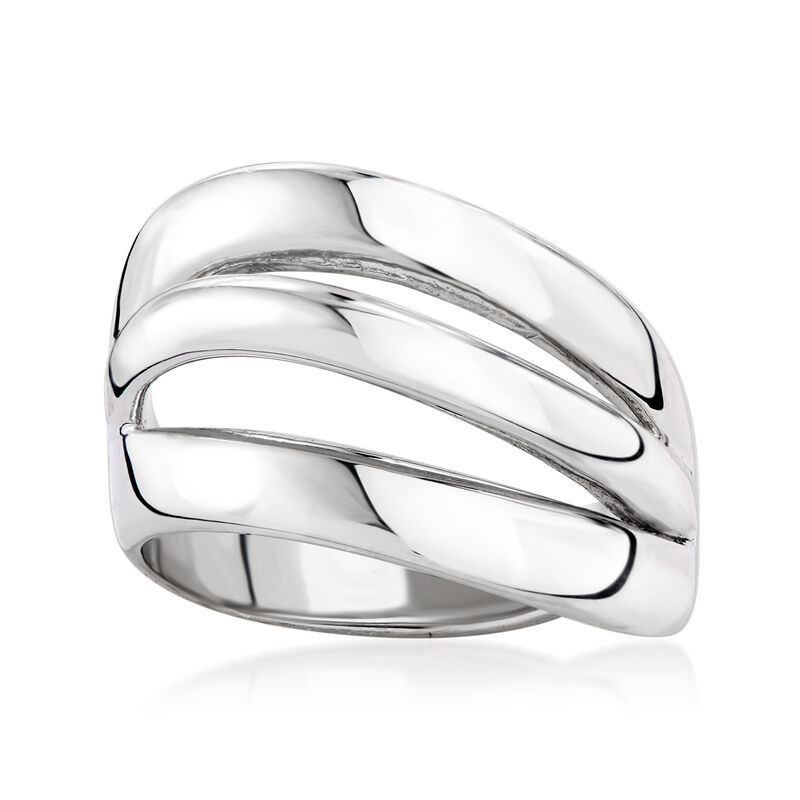 Italian Sterling Silver Three-Row Wave Ring image number 0