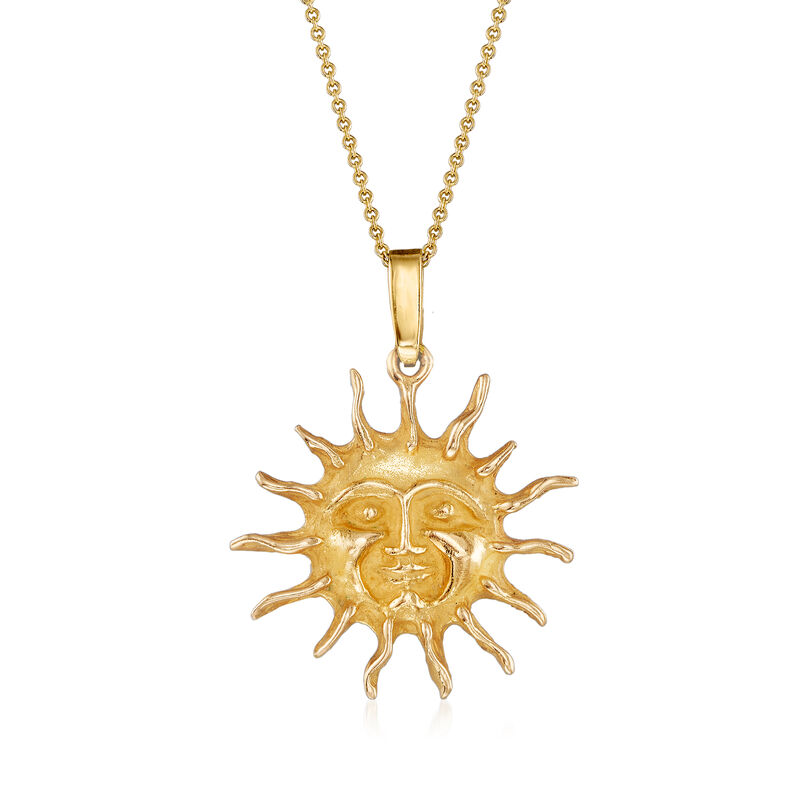 C. 1980 Vintage 18kt Yellow Gold Sun Pendant Necklace image number 0