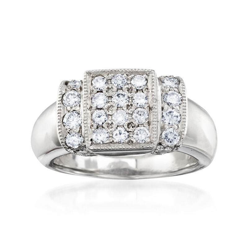 C. 1980 Vintage .80 ct. t.w. Diamond Rectangle Ring in Platinum. Size 6 image number 0