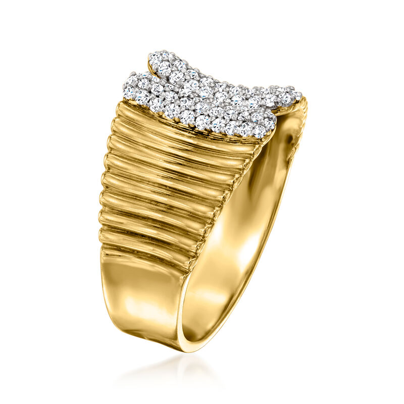 .35 ct. t.w. Diamond Ribbed Ring in 18kt Gold Over Sterling image number 2