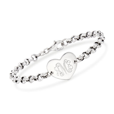 Italian Sterling Silver Personalized Heart Bracelet