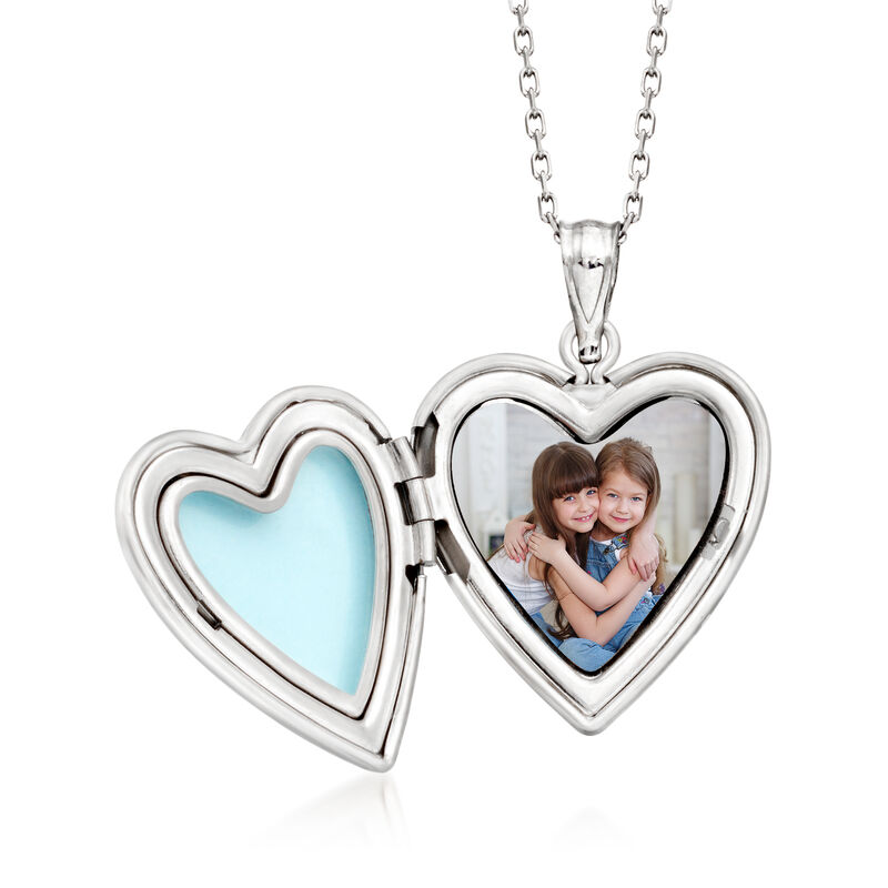 Personalized Photo &quot;I Love You&quot; Heart Locket Pendant Necklace in Sterling Silver image number 3