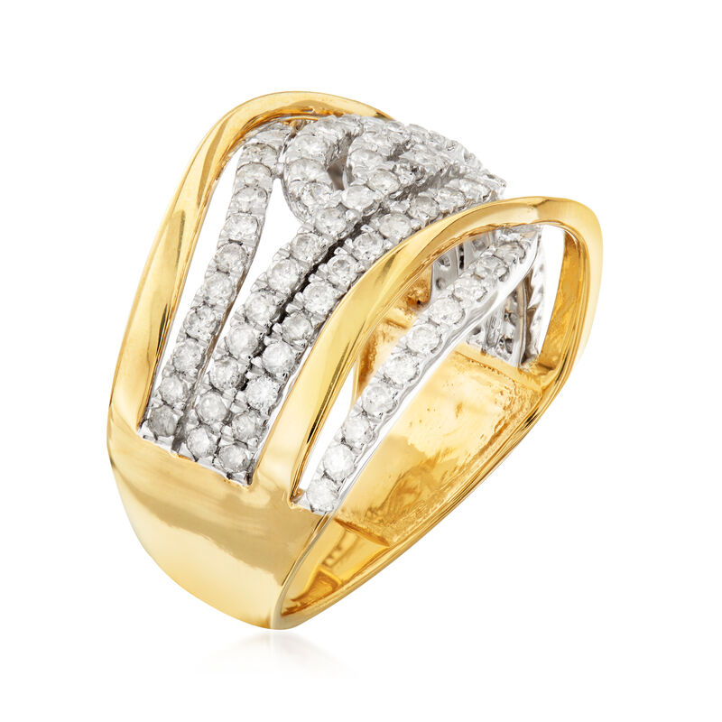 1.00 ct. t.w. Diamond Open-Swirl Ring in 18kt Gold Over Sterling image number 2