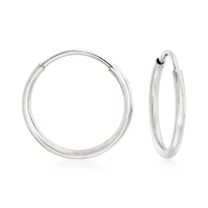 1mm 14kt White Gold Endless Hoop Earrings image number 0