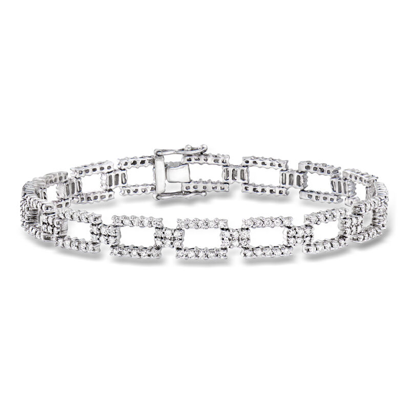 C. 1990 Vintage 4.00 ct. t.w. Diamond Link Bracelet in 14kt White Gold. 7.25" image number 0