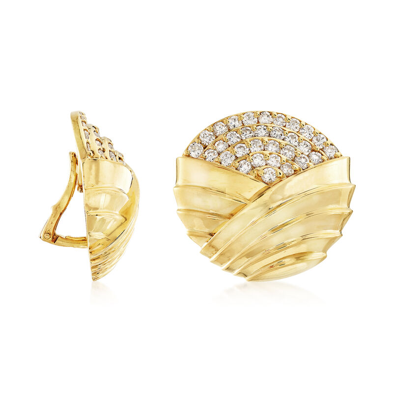 C. 1980 Vintage Jose Hess 4.00 ct. t.w. Diamond Clip-On Earrings in 18kt Yellow Gold image number 2