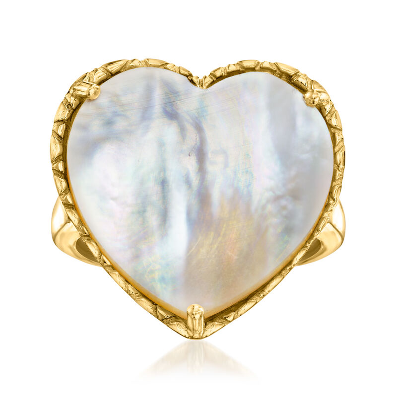 Mother-of-Pearl Heart Ring in 18kt Gold Over Sterling image number 0