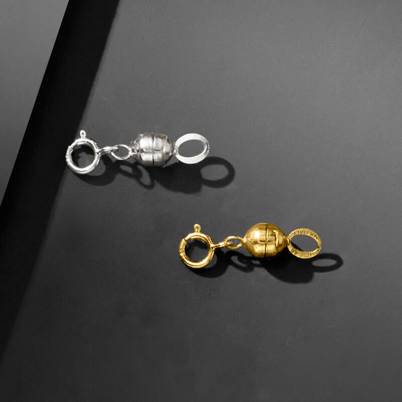 Italian Set of Two Small Magnetic Clasp Converters: 14kt Yellow Gold and 14kt White Gold image number 7