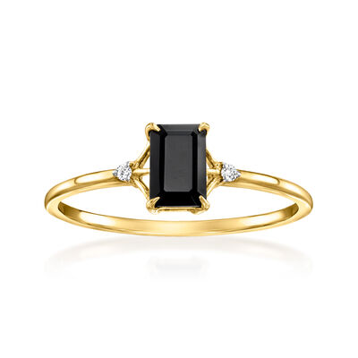 Onyx Ring with Diamonds in 14kt Yellow Gold