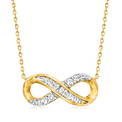 .25 ct. t.w. Diamond Infinity Symbol Necklace in 14kt Yellow Gold