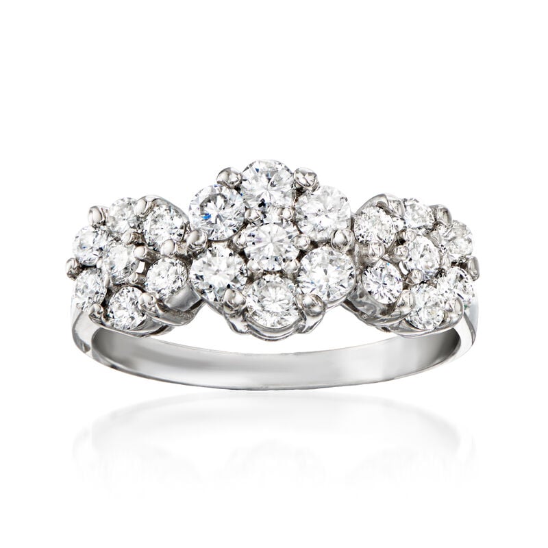 C. 2000 Vintage 1.00 ct. t.w. Diamond Cluster Ring in 14kt White Gold. Size 6.5 image number 0