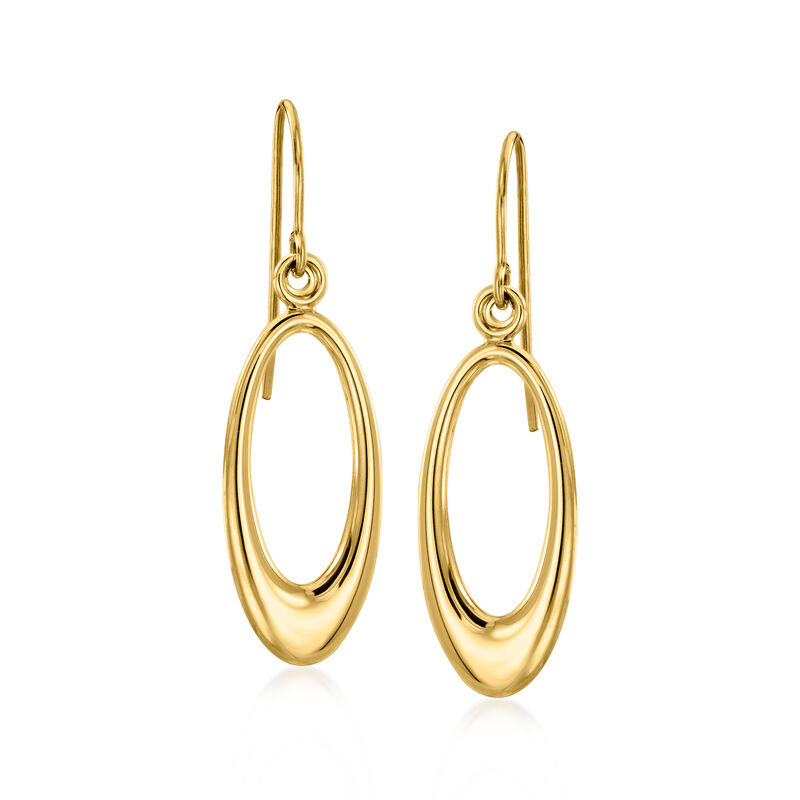 10kt Yellow Gold Open-Oval Drop Earrings image number 0