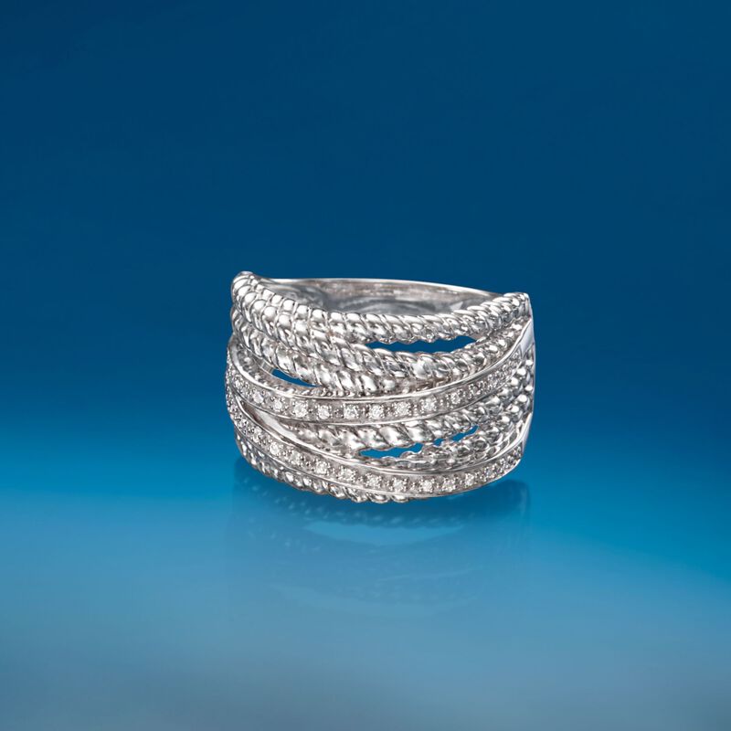 .10 ct. t.w. Diamond Twisted Highway Ring in Sterling Silver image number 3