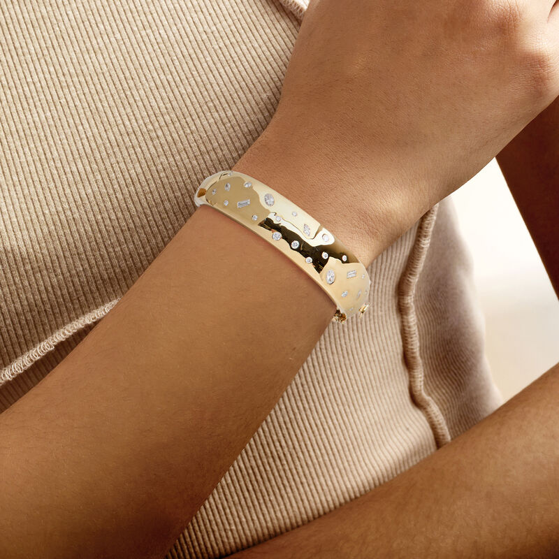 1.40 ct. t.w. Scattered Lab-Grown Diamond Bangle Bracelet in 18kt Gold Over Sterling. 7" image number 1