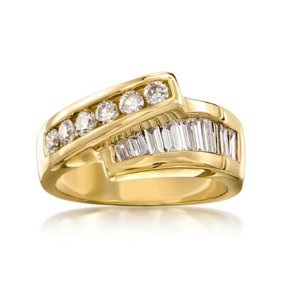 C. 1980 Vintage 1.25 ct. t.w. Diamond Bypass Ring in 14kt Yellow Gold
