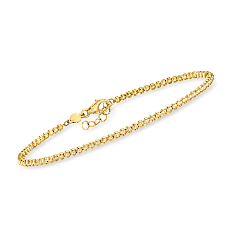 Italian 2mm 14kt Yellow Gold Bead Bracelet. 8" image number 0