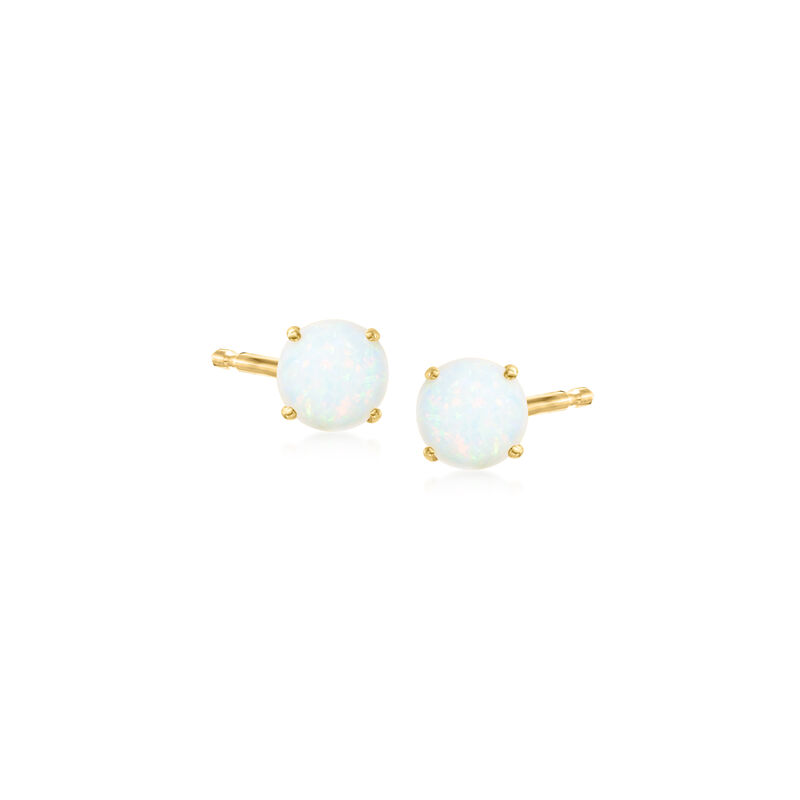5mm Opal Stud Earrings in 14kt Yellow Gold image number 0