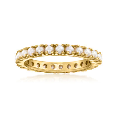 2.5mm Cultured Pearl Eternity Band in 18kt Gold Over Sterling
