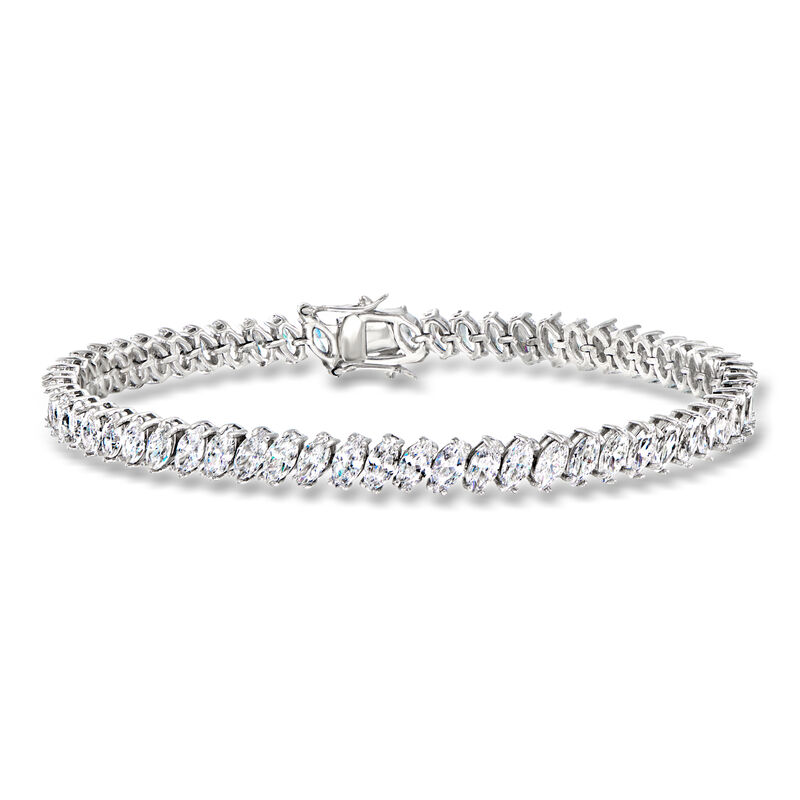 13.00 ct. t.w. Marquise CZ Tennis Bracelet in Sterling Silver. 7" image number 0