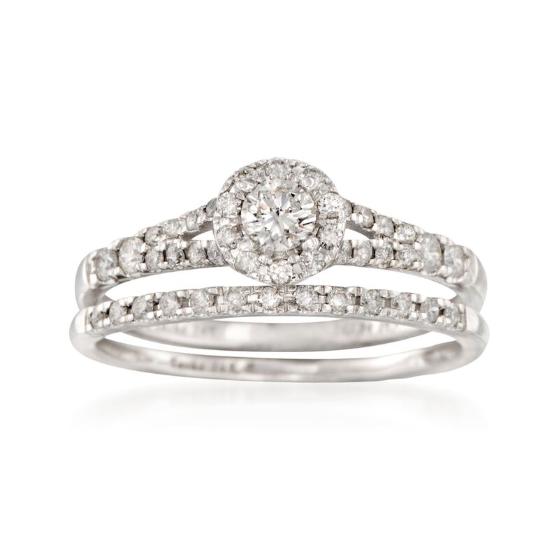  .50 ct. t.w. Diamond Bridal Set: Engagement and Wedding Rings in 14kt White Gold image number 0