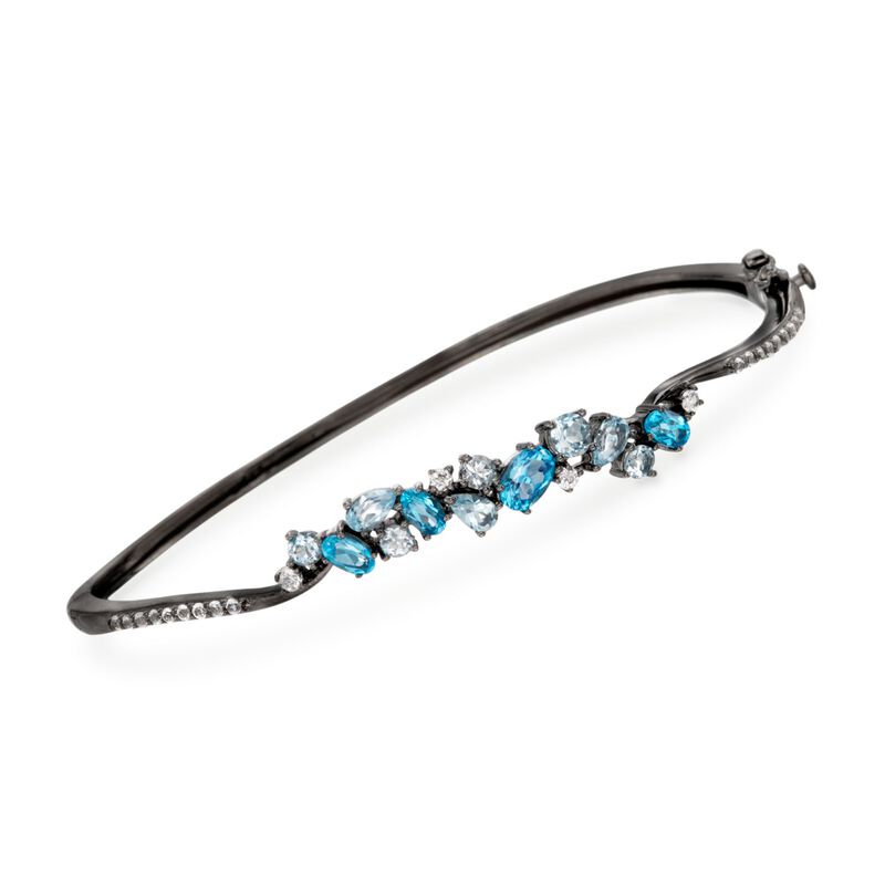 2.60 ct. t.w. Tonal Blue and White Topaz Bangle Bracelet in Sterling Silver image number 0