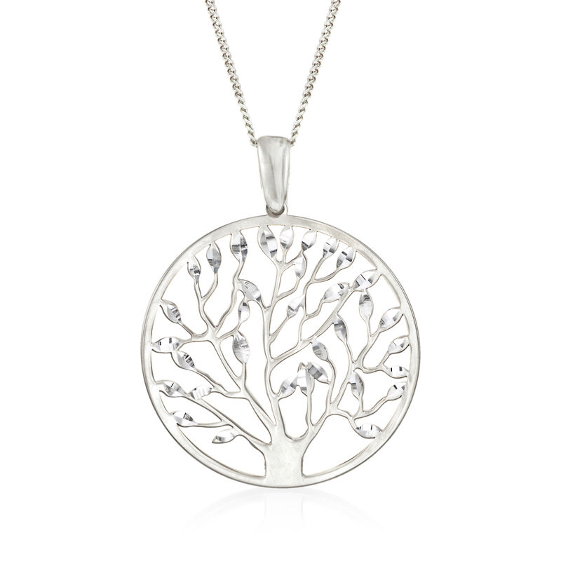 Italian Sterling Silver Tree of Life Pendant Necklace. 18&quot; image number 1