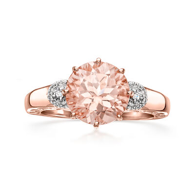 3.40 Carat Morganite Ring with Diamonds in 14kt Two-Tone Gold