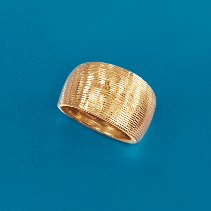 Italian 14kt Yellow Gold Diamond-Cut Wide-Band Ring image number 4