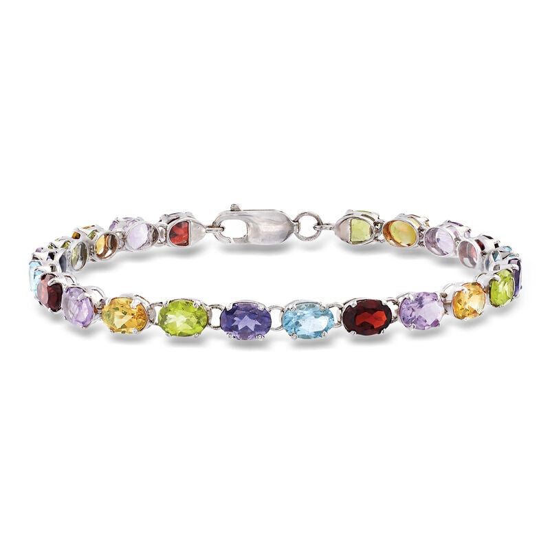 16.60 ct. t.w. Multi-Gemstone Link Bracelet in Sterling Silver image number 0