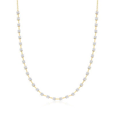 3.00 ct. t.w. Lab-Grown Diamond Station-Style Necklace in 18kt Gold Over Sterling