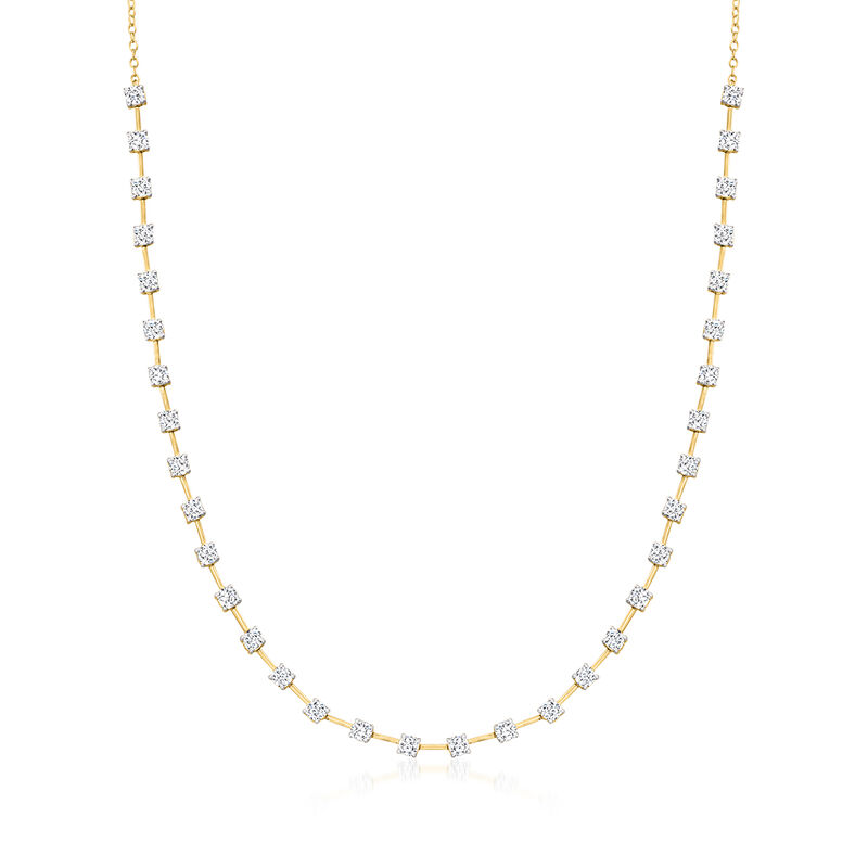 3.00 ct. t.w. Lab-Grown Diamond Station-Style Necklace in 18kt Gold Over Sterling. 16" image number 1