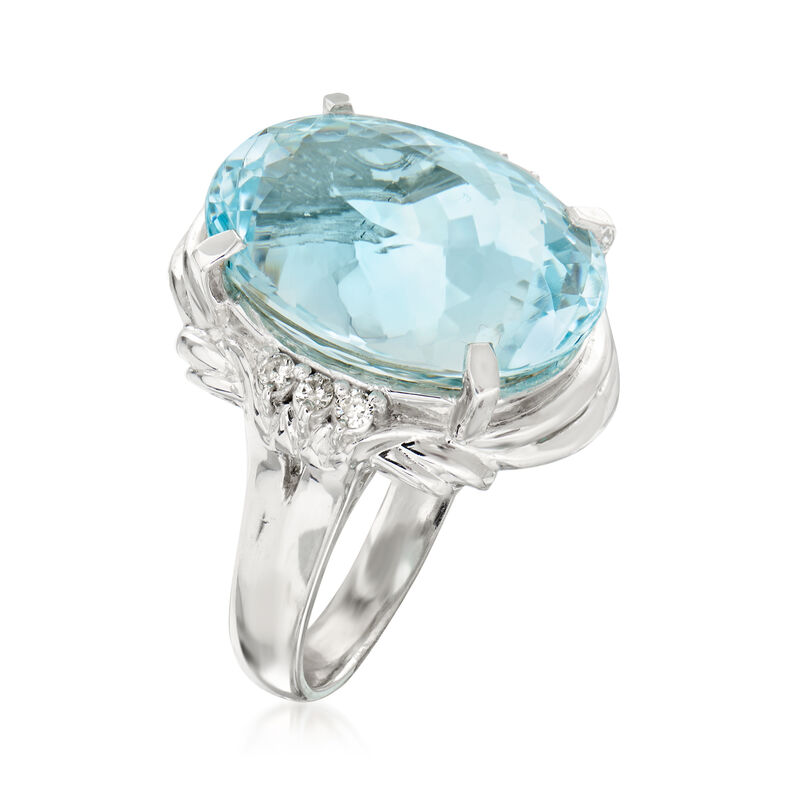 C. 1990 Vintage 11.15 Carat Aquamarine Ring in Platinum image number 2