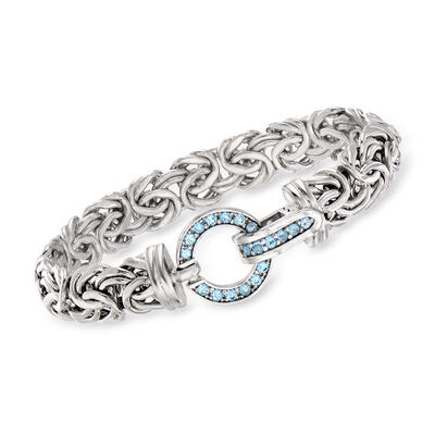 .90 ct. t.w. Sky Blue Topaz Byzantine Bracelet in Sterling Silver