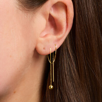 14kt Yellow Gold 4mm Ball Drop Threader Earrings