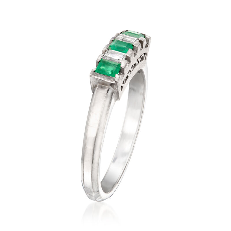 C. 2000 Vintage .30 ct. t.w. Emerald and .18 ct. t.w. Diamond Ring in Platinum. Size 6.25 image number 2