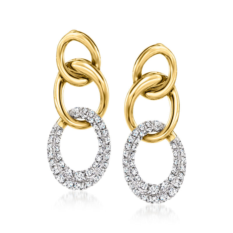 .33 ct. t.w. Pave Diamond Link Drop Earrings in 18kt Yellow Gold. Drop Earrings image number 0