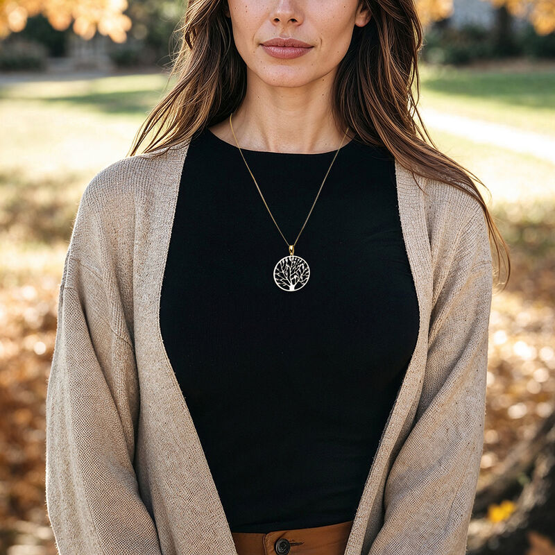 Italian Sterling Silver and 18kt Gold Over Sterling Tree of Life Pendant Necklace. 20" image number 0