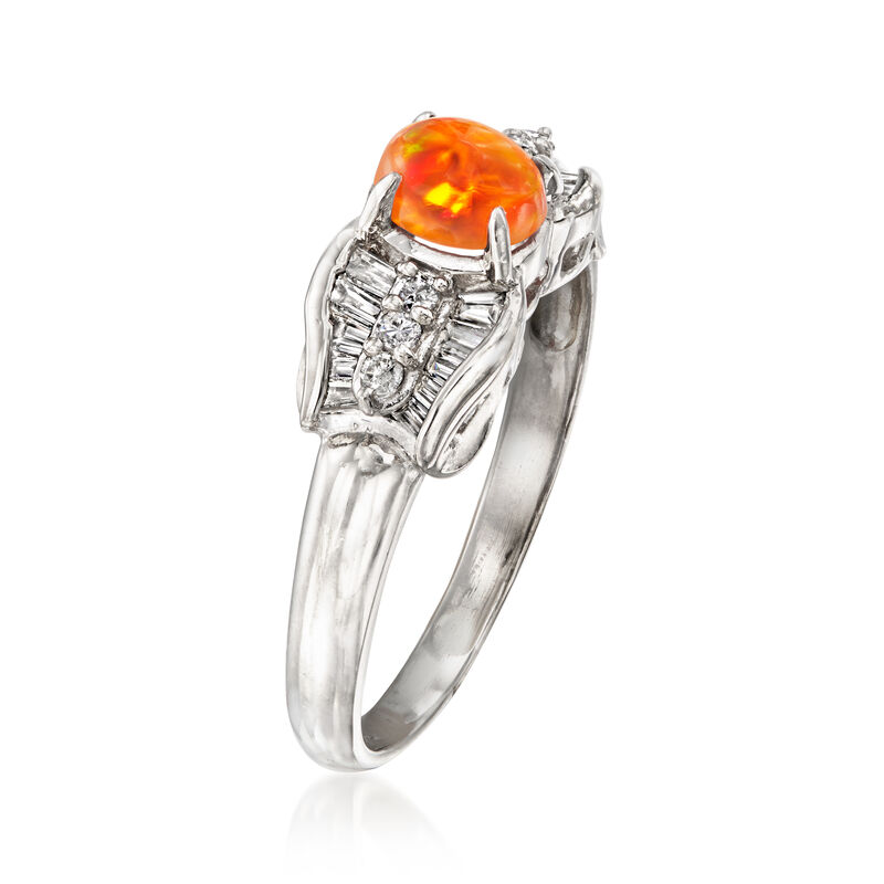 C. 2000 Vintage Fire Opal Ring with .40 ct. t.w. Diamonds in Platinum. Size 7 image number 2