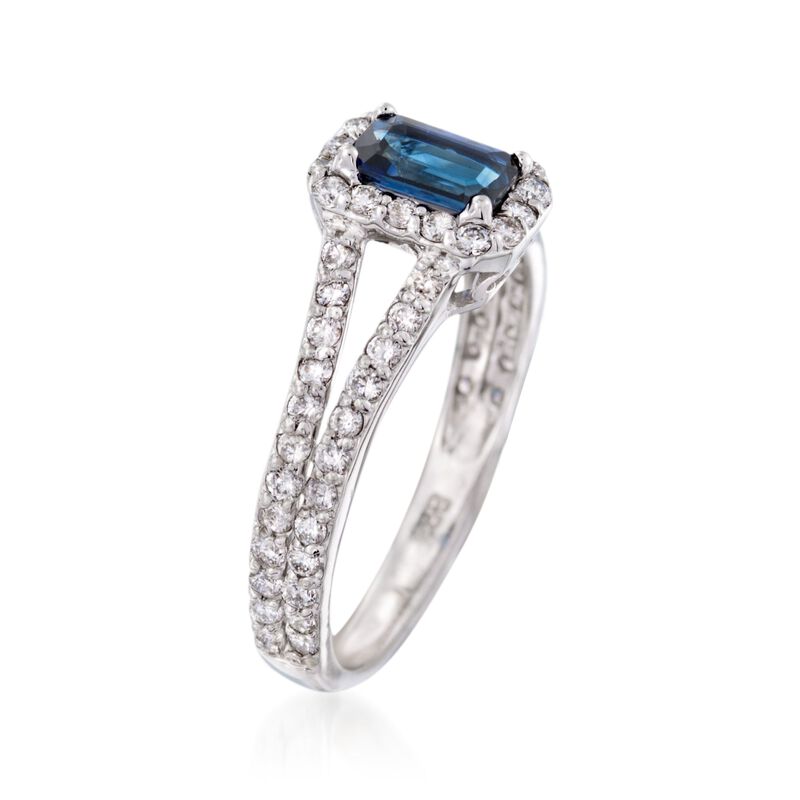 .70 Carat Sapphire and .65 ct. t.w. Diamond Ring in 14kt White Gold image number 2