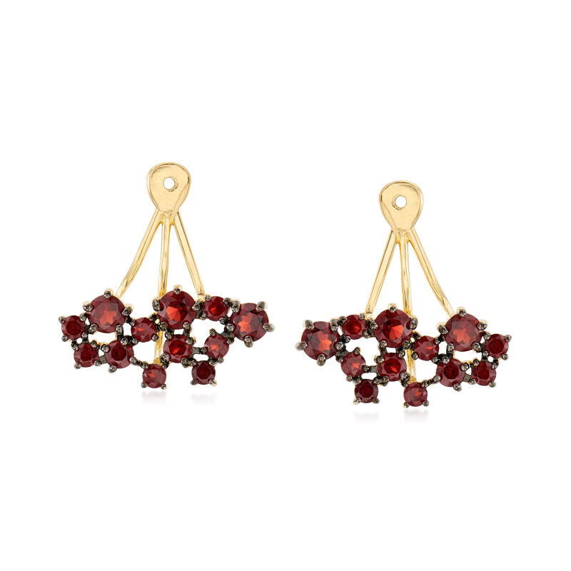 4.40 ct. t.w. Garnet Jewelry Set: Stud Earrings and Front-Back Jackets in 18kt Gold Over Sterling image number 4