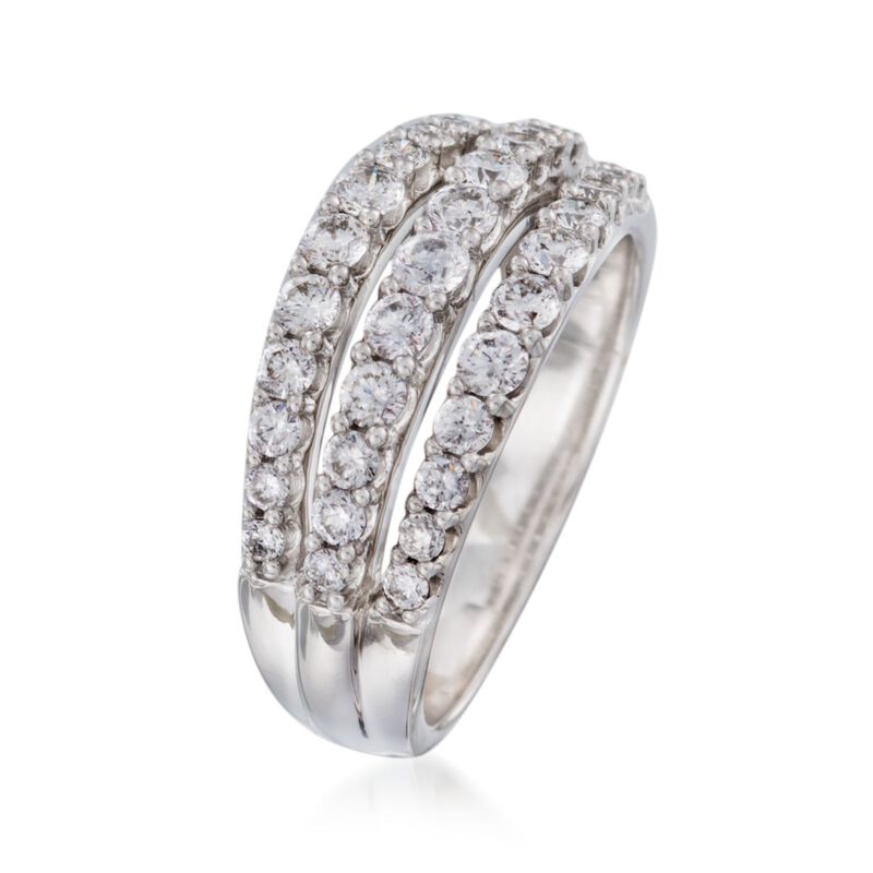 1.00 ct. t.w. Diamond Three-Row Ring in 14kt White Gold image number 2