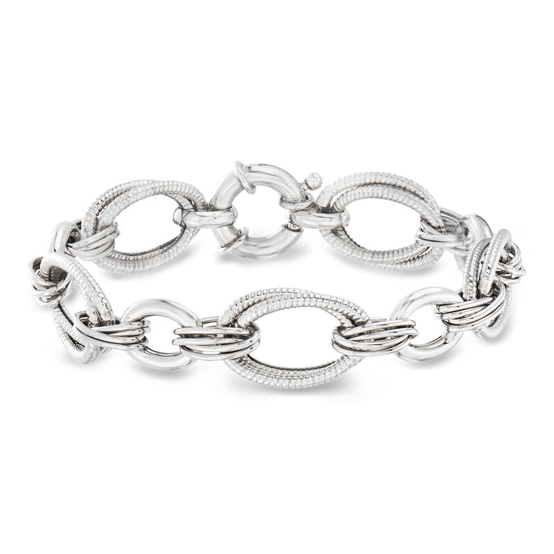 Italian Sterling Silver Multi-Oval Link Bracelet image number 0