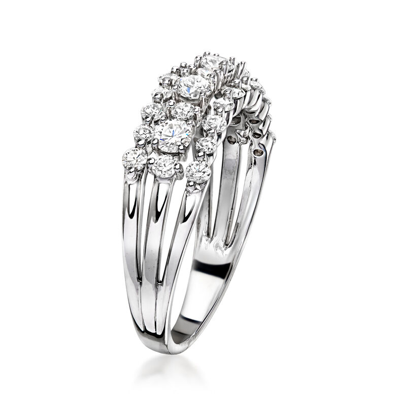 C. 1990 Vintage 1.25 ct. t.w. Diamond Three-Row Ring in 14kt White Gold. Size 8 image number 2