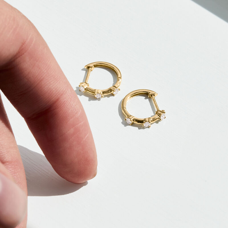 .25 ct. t.w. Diamond Huggie Hoop Earrings in 10kt Yellow Gold. 3/8&quot; image number 2