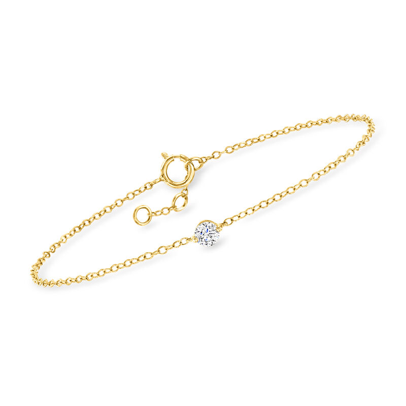 .20 Carat Lab-Grown Diamond Solitaire Bracelet in 14kt Yellow Gold. 6.5&quot; image number 0