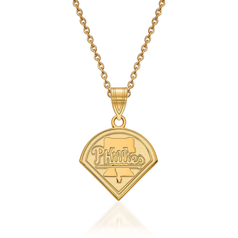 14kt Yellow Gold MLB Philadelphia Phillies Pendant Necklace. 18&quot; image number 0