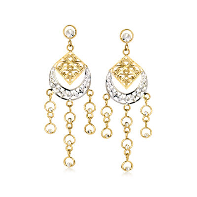 C. 1990 Vintage 14kt Two-Tone Gold Chandelier Earrings